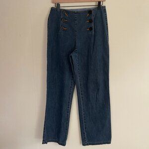 Liz Claiborne Crazy Horse High Waisted Sailor Wide Leg Jean / Trouser, Size 10